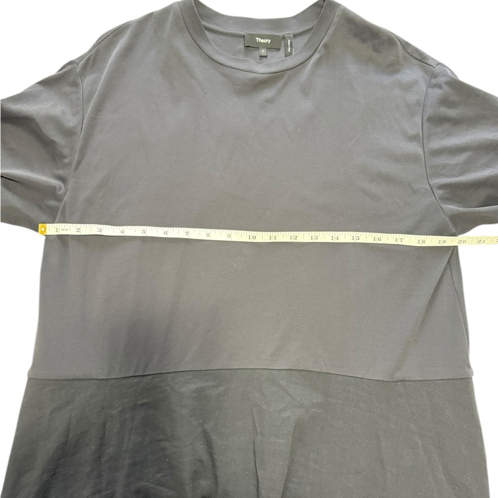 Theory Tiered Tee Dress Gray size Large Cotton/ linen blend pockets. - Picture 6 of 7